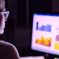 person looking at charts with online visit statistics - AI skapad